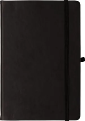 Eccolo Hardbound Writing Journal, Cool Jazz, 192 Pages of White Lined Paper with Elastic Band Closure, Lay Flat Design, Interior Gusset Pocket and Double Bookmarks (Black, 5.75-x-8.5 Inches)