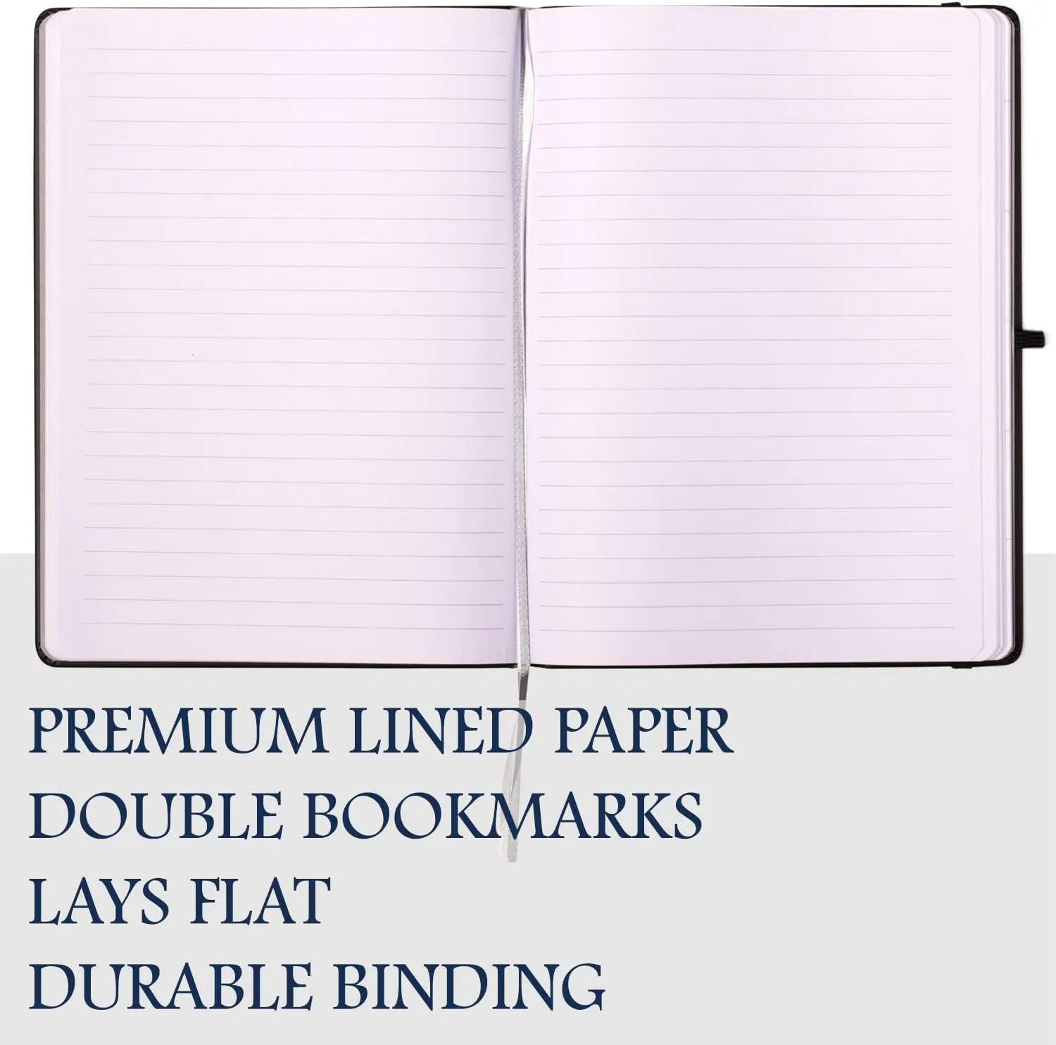 Eccolo Hardbound Writing Journal, Cool Jazz, 192 Pages of White Lined Paper with Elastic Band Closure, Lay Flat Design, Interior Gusset Pocket and Double Bookmarks (Black, 5.75-x-8.5 Inches)