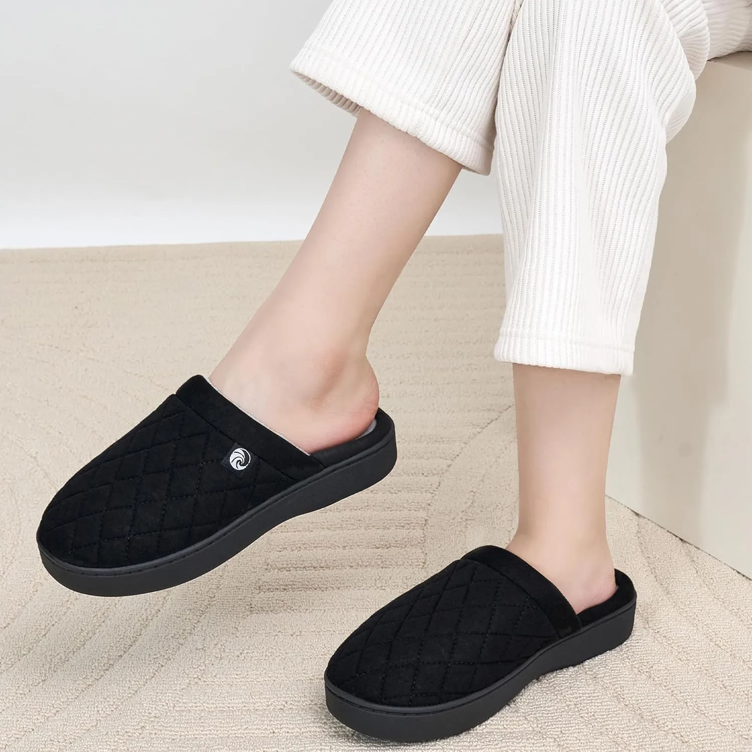 Ecetana Women's & Men's Memory Foam Bedroom Slippers - Comfortable Fuzzy Indoor/Outdoor House Shoes