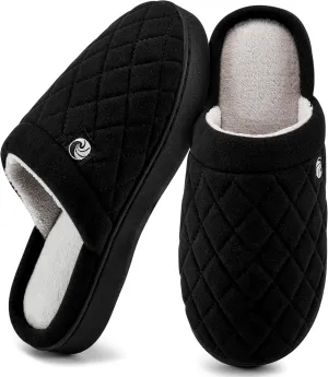 Ecetana Women's & Men's Memory Foam Bedroom Slippers - Comfortable Fuzzy Indoor/Outdoor House Shoes