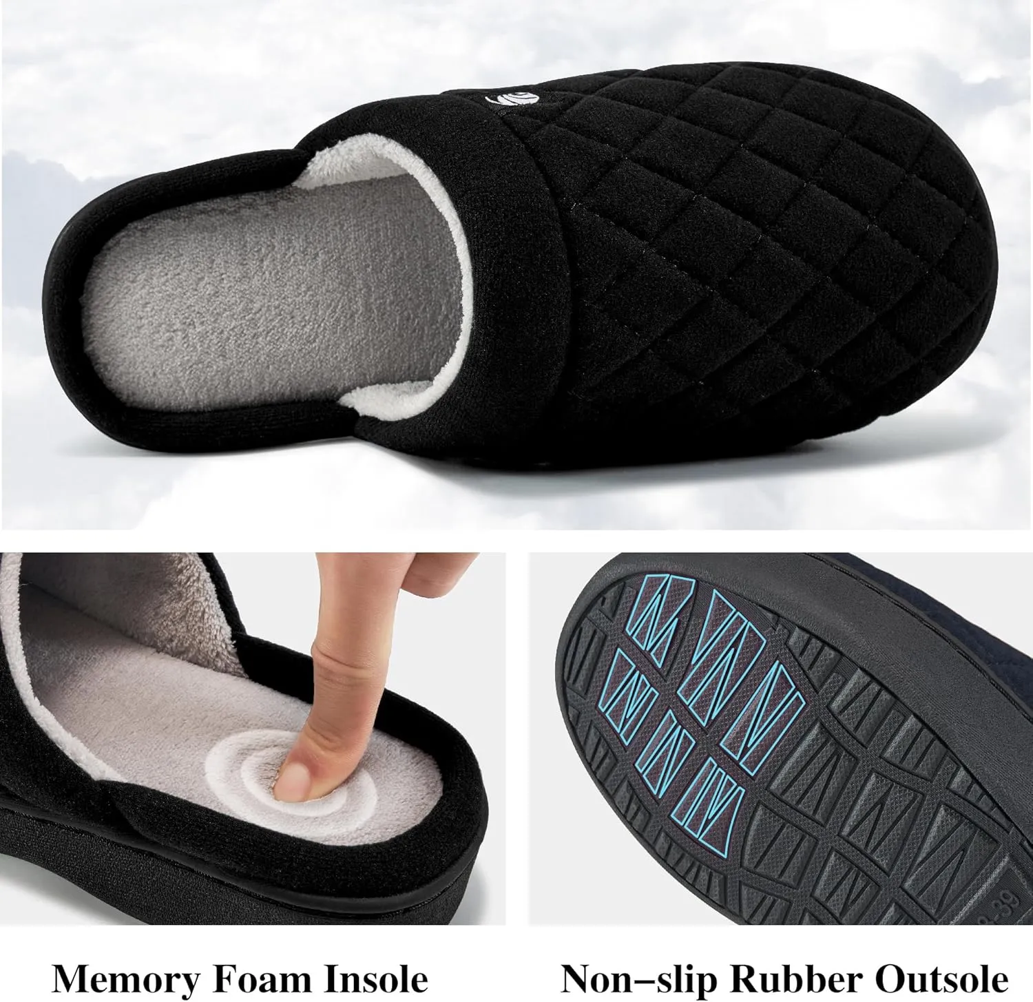 Ecetana Women's & Men's Memory Foam Bedroom Slippers - Comfortable Fuzzy Indoor/Outdoor House Shoes