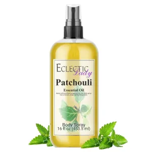 Eclectic Lady Body Spray Women, 16 Oz, Double Strength Patchouli Body Mist with Long-Lasting Fragrance, Earthy & Clean Scent Reminiscent of the 1960s & 70s, Light, Subtle Perfume with Wood Notes,