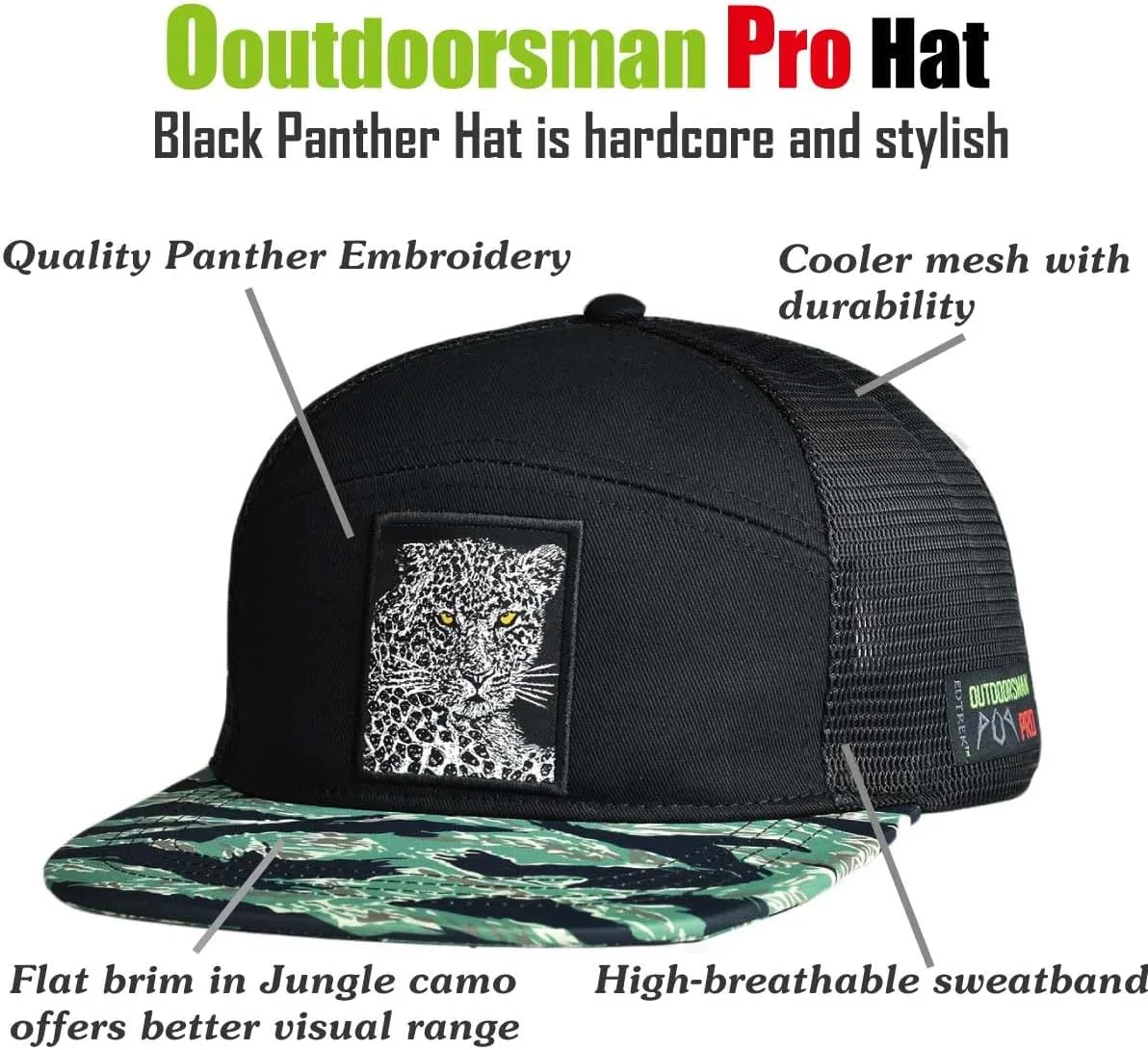 EDTREK Outdoorsman Pro 7-Panel Flat Brim Snapback Hat