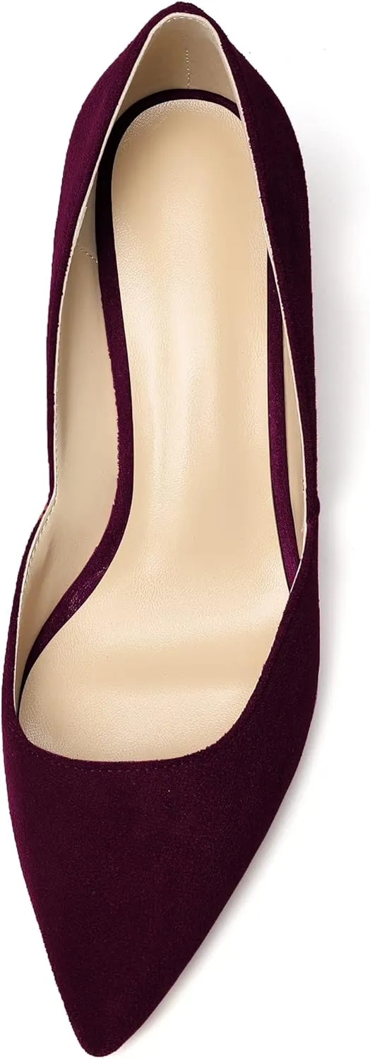 Eldof Women's Pointed Toe Cut Out D'Orsay Slip On Mid Block Heel Pumps Comfortable 2 Inch Block Heels for Dress Party Wedding
