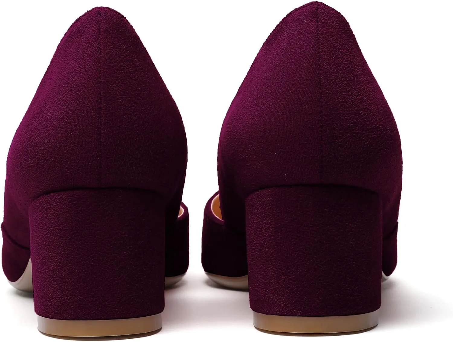 Eldof Women's Pointed Toe Cut Out D'Orsay Slip On Mid Block Heel Pumps Comfortable 2 Inch Block Heels for Dress Party Wedding