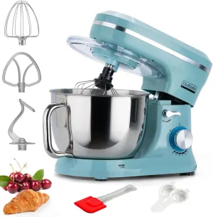 Electric Stand Mixer with 6.5 Quart Bowl, Household Food Mixer 10 p Speeds 660W, Kitchen Tilt-Head Bread Dough and Cake Mixers with Dough Hook, Whisk, Beater, Splash Guard and Egg Separator (Blue)