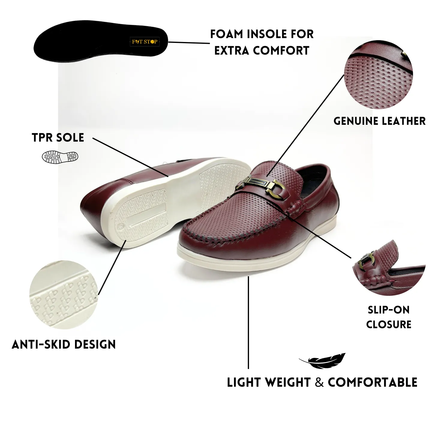 Elegant Maroon Leather Loafers for Men - Premium Style & Comfort