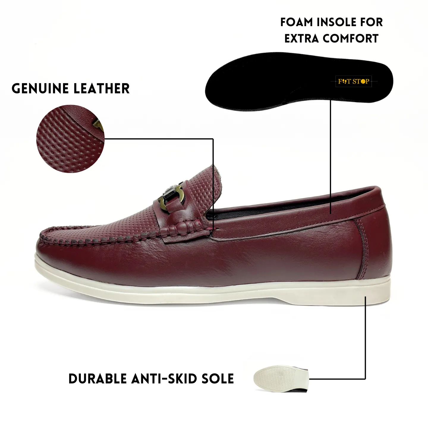Elegant Maroon Leather Loafers for Men - Premium Style & Comfort