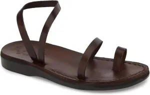 Ella - Leather Ankle Strap Flat Sandal - Womens Sandals