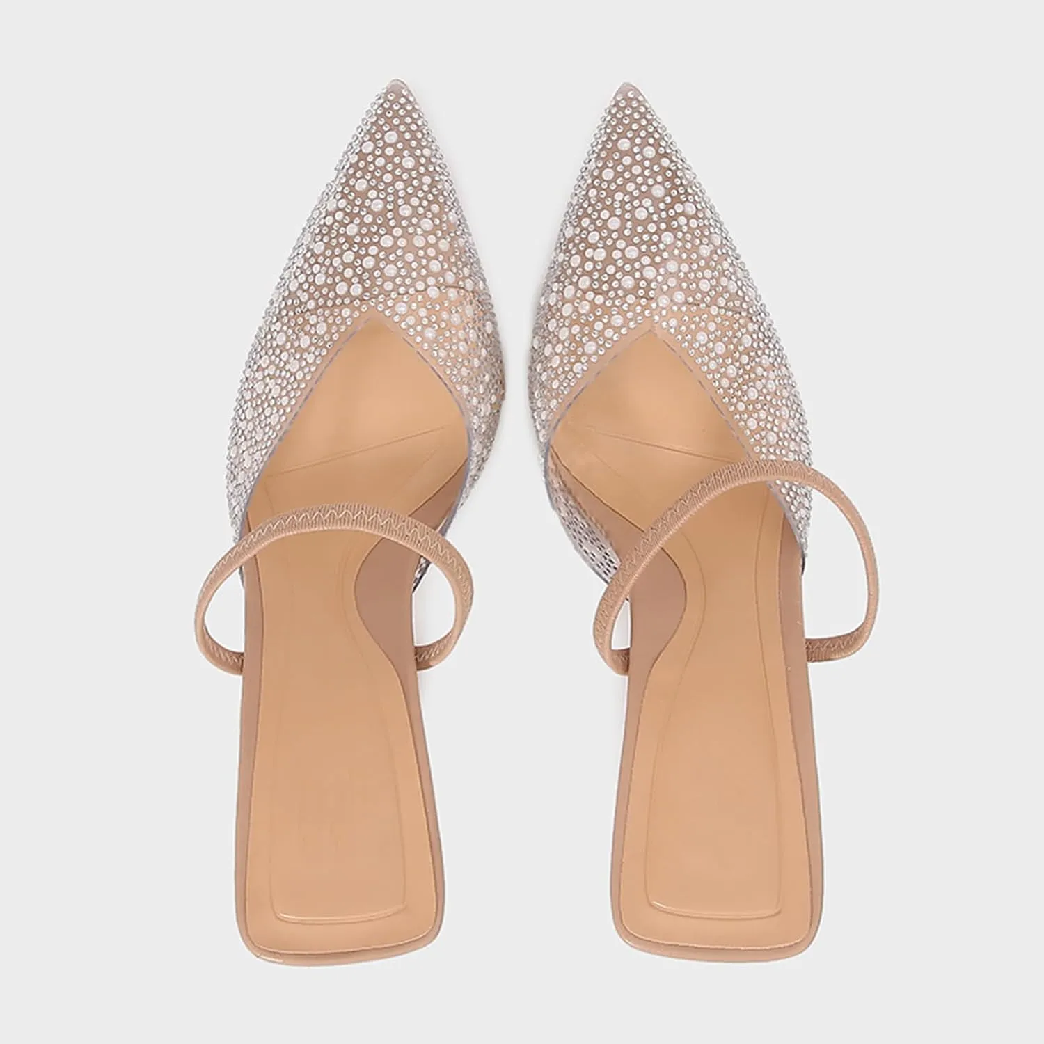 Embroidered Kitten Heels For Women Slingback Comfortable Floral Wedding Pumps