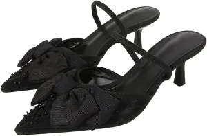 Embroidered Kitten Heels For Women Slingback Comfortable Floral Wedding Pumps