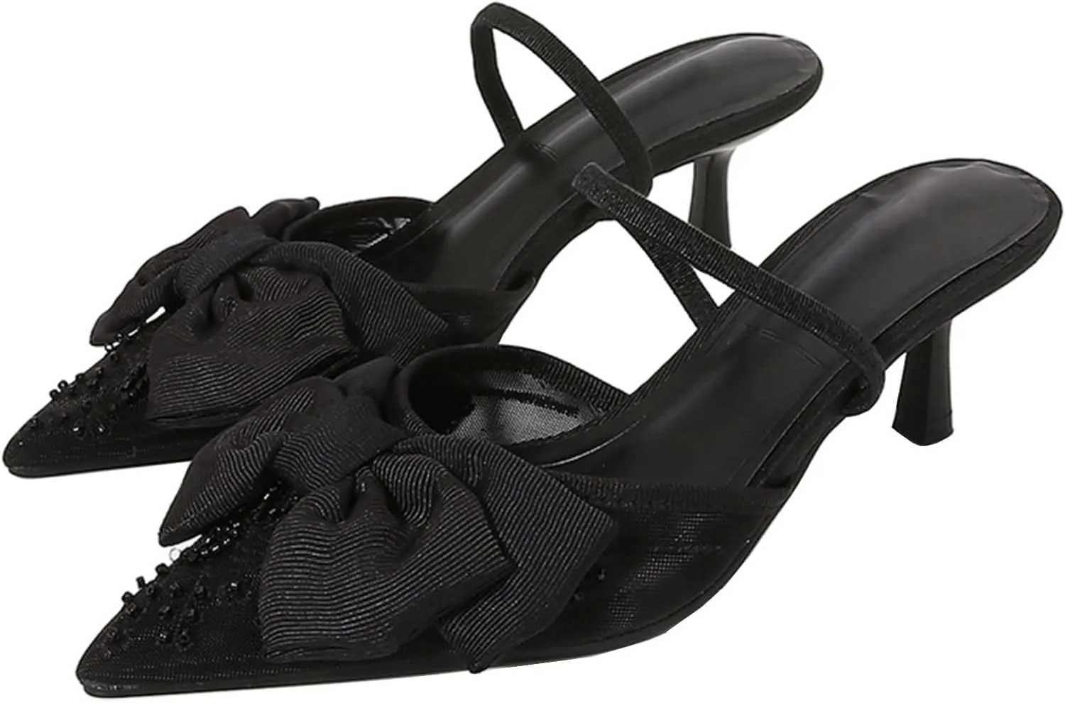 Embroidered Kitten Heels For Women Slingback Comfortable Floral Wedding Pumps
