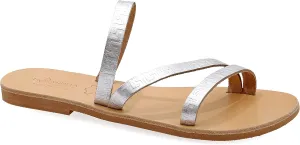 Emmanuela Ancient Greek Handmade Leather Flat Sandals with Meanders, Quality Slide on Strappy Summer Shoes for Women, Open Toe Sliders, Boho Chic Mules