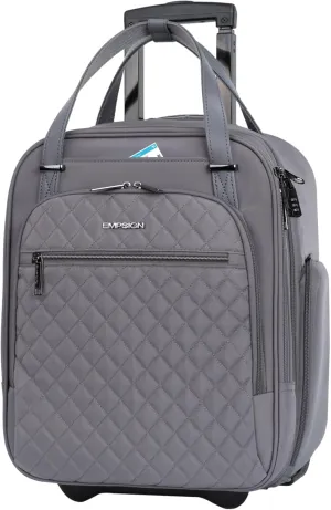 EMPSIGN Underseat Carry On Wheeled - 16" Carry on Bag with Wheels Multi-functional Lightweight Rolling Bag Overnight Weekender Small Suitcase for Women Men Travel Business, Dark Grey