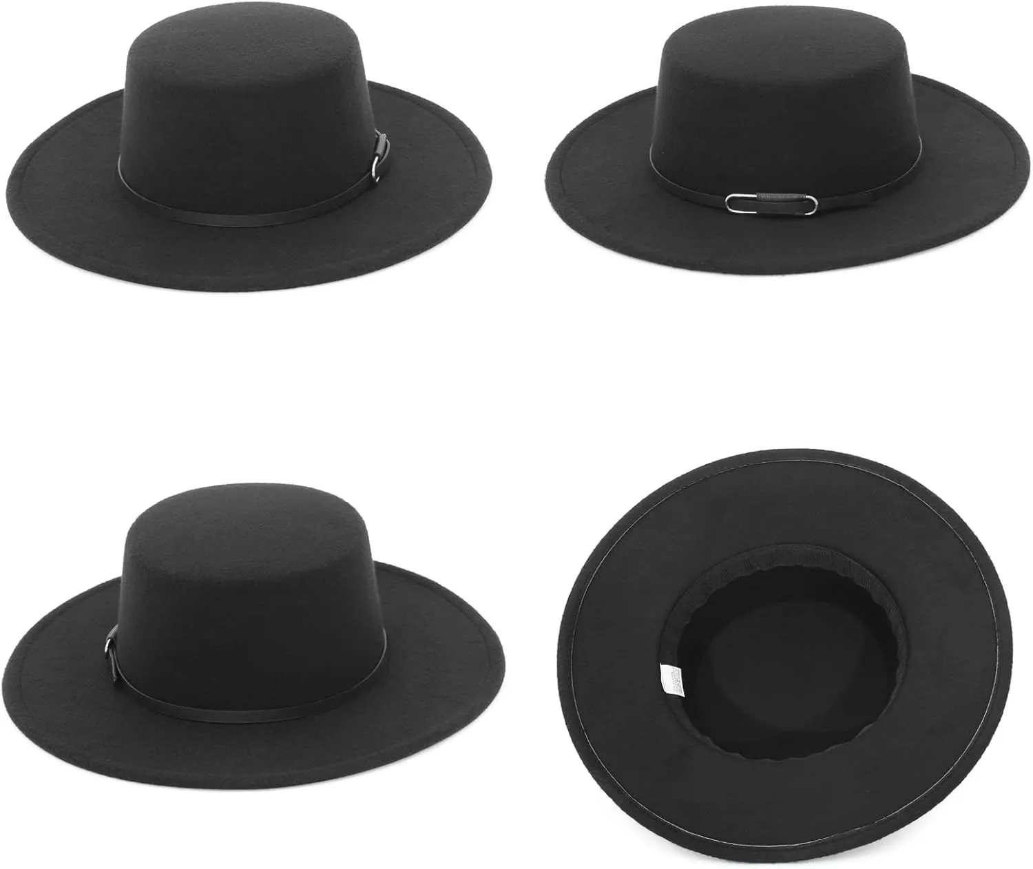 EOZY Women Men Classic Felt Fedora Hat Wide Brim Flat Top Jazz Panama Hat Casual Party Church Hat