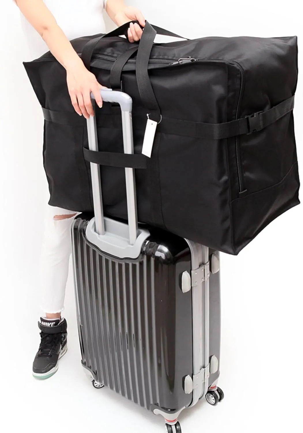 Extra Large Travel Duffel Bag with Trolley Sleeve Weekender Overnight Carry On Checked Luggage Bag Oversized Carry On Checked Luggage Bag Hospital Bag Tote Handbag Bag Anti Theft Travel Tote 28'',120L