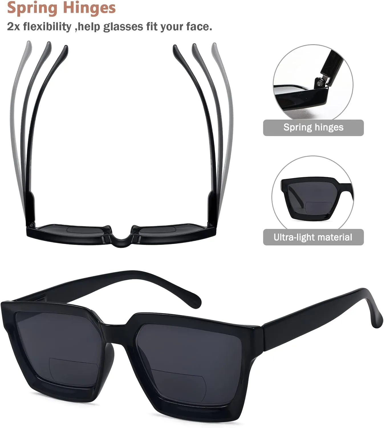 Eyekepper Bifocal Reading Glasses Women - Stylish Bifocal Readers Clear Lens Oversize Frame
