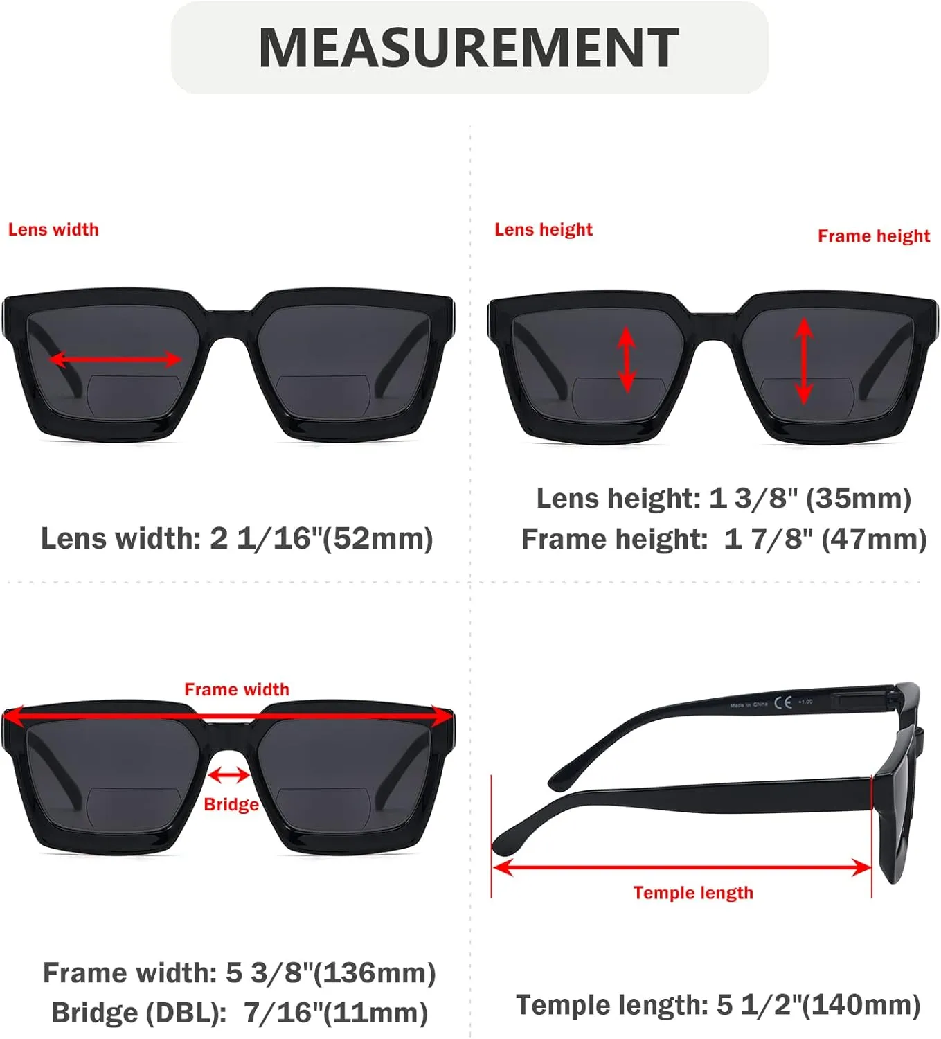 Eyekepper Bifocal Reading Glasses Women - Stylish Bifocal Readers Clear Lens Oversize Frame