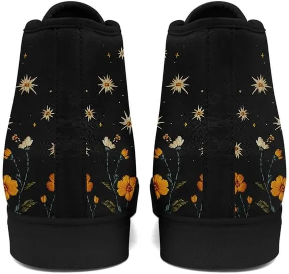 Fashion Women High-Top Canvas Shoes Men's Print Mushroom Floral Plant Lace-up Flat Stylish Gift Sneaker Couple Shoes