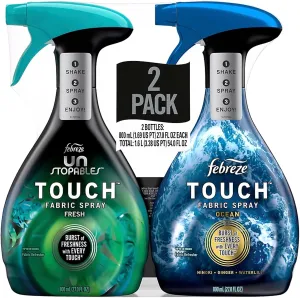 Febreze Unstopables Touch Fabric Spray and Odor Fighter, Fresh & Ocean, 27 oz, Pack of 2