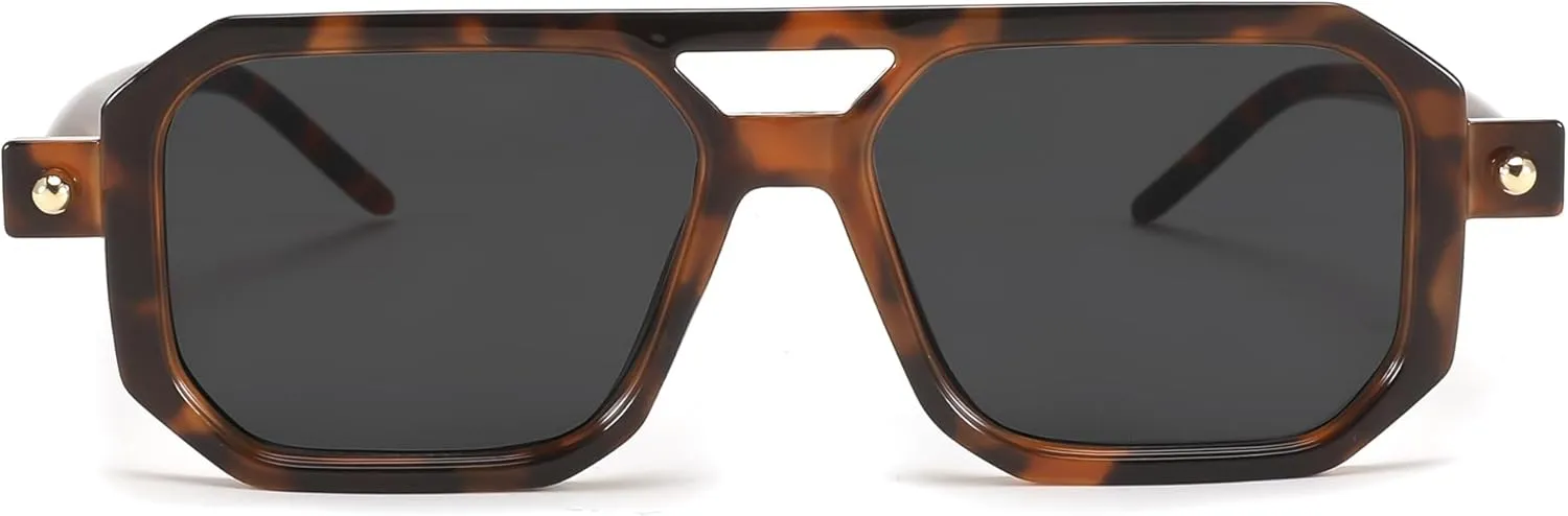FEISEDY Vintage Square 70s Flat Aviator Sunglasses Women Men Classic Retro Stylish Frame UV400 Sunglasses B2622
