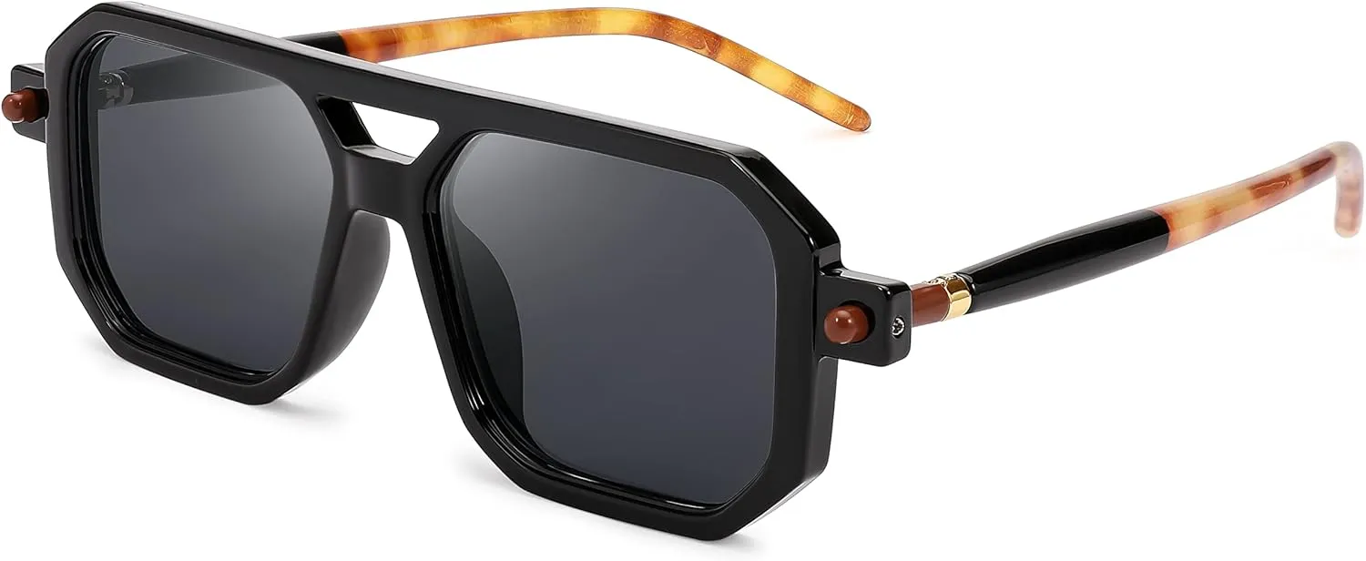 FEISEDY Vintage Square 70s Flat Aviator Sunglasses Women Men Classic Retro Stylish Frame UV400 Sunglasses B2622