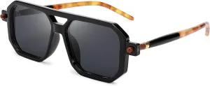 FEISEDY Vintage Square 70s Flat Aviator Sunglasses Women Men Classic Retro Stylish Frame UV400 Sunglasses B2622