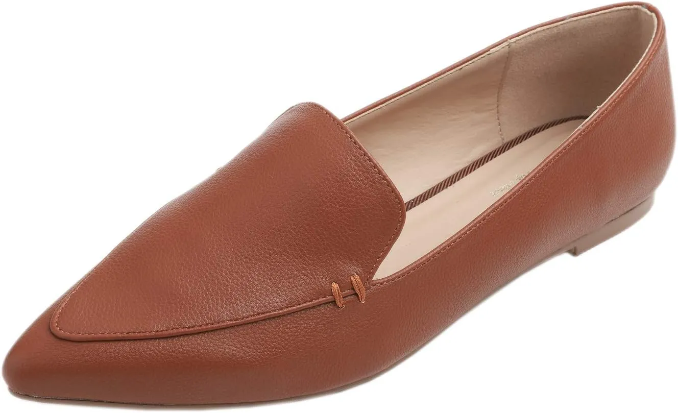 FEVERSOLE Women's Loafer Flat Pointed Fashion Slip On Comfort Driving Office Shoes