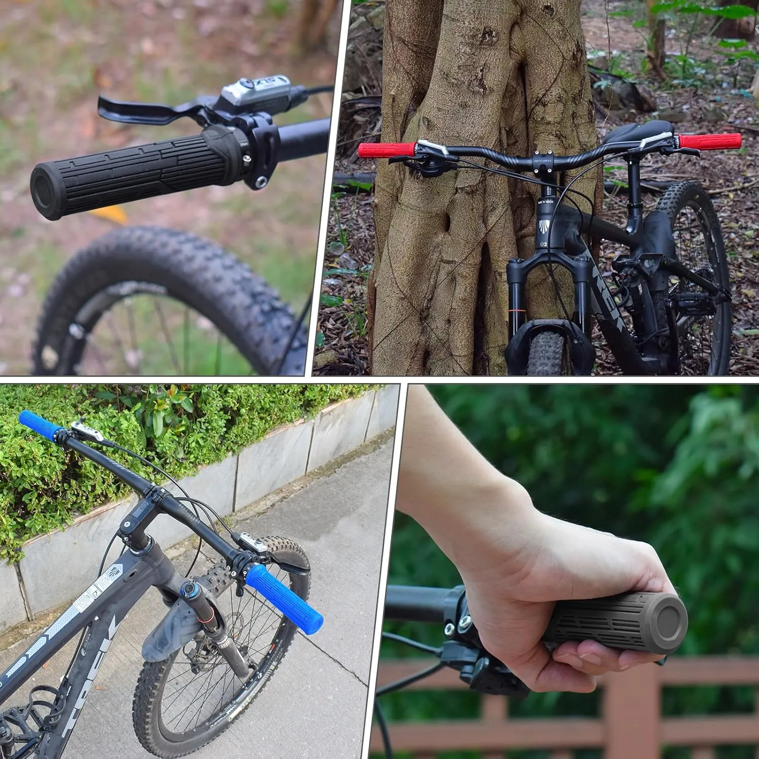 FIFTY-FIFTY Mountain Bike Grips, Single Lock-on MTB Handlerbar Grips, Soft and Comfortable, Non-Slip Locking Bicycle Handle for All Mountain, Enduro, Downhill