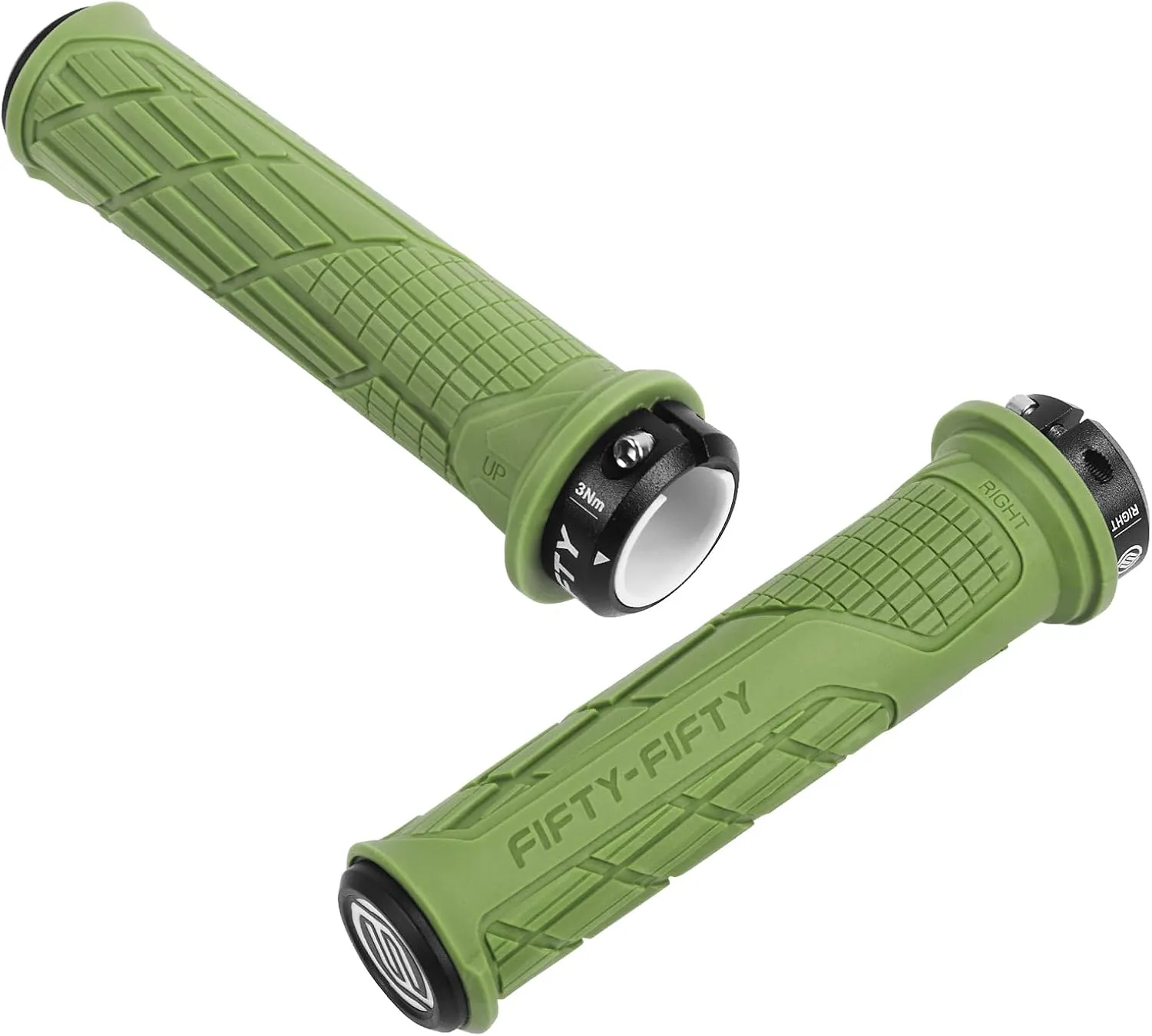 FIFTY-FIFTY Mountain Bike Handlebar Grips, Single Lock-on MTB Grips, Comfortable and Lock On, Non-Slip Bicycle Handle, Fit for All Mountain, Enduro, Downhill
