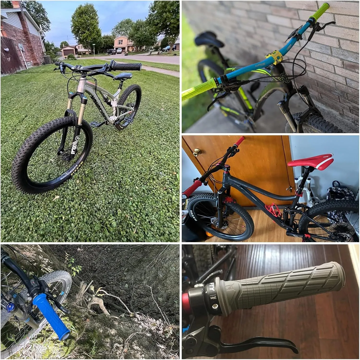 FIFTY-FIFTY Mountain Bike Handlebar Grips, Single Lock-on MTB Grips, Comfortable and Lock On, Non-Slip Bicycle Handle, Fit for All Mountain, Enduro, Downhill