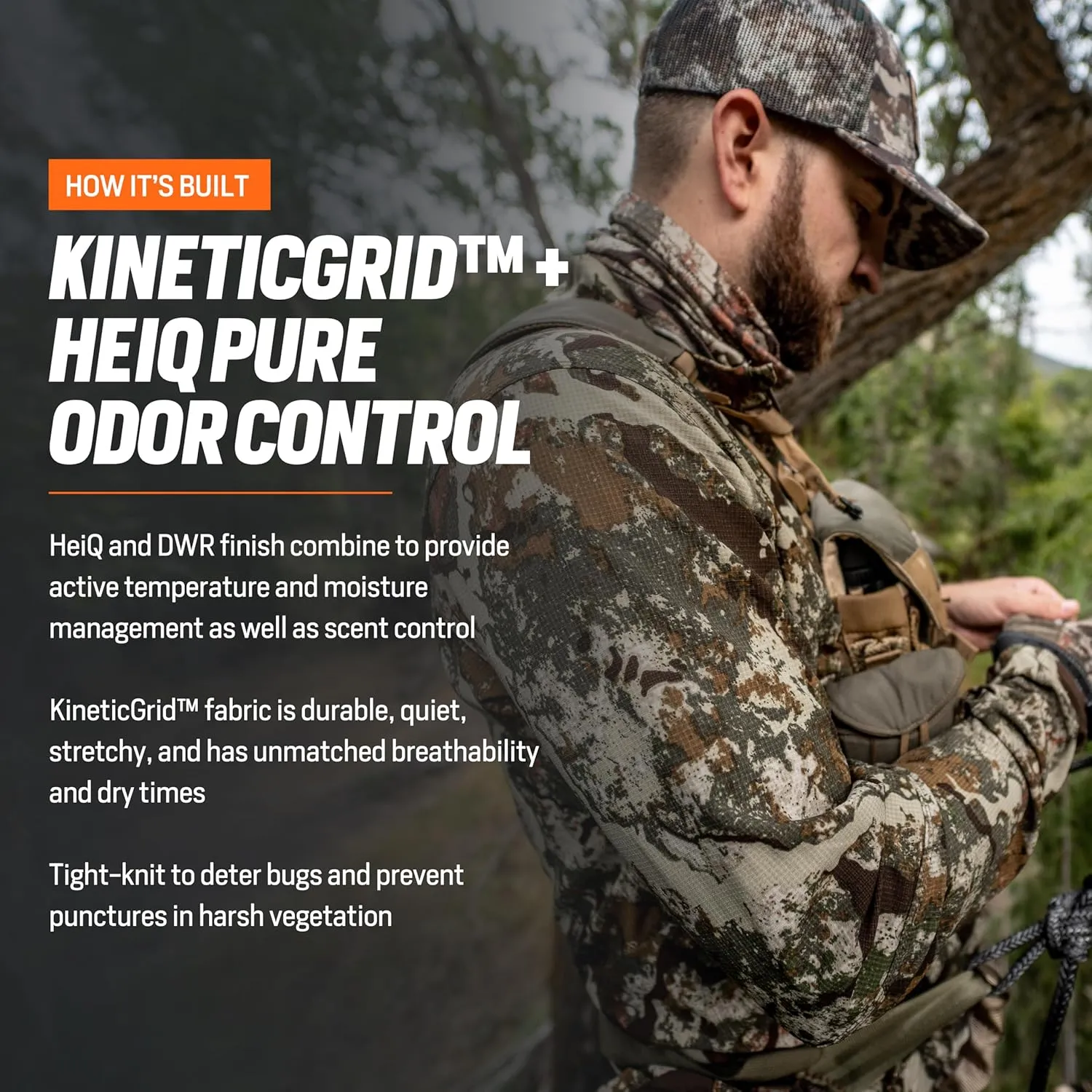 First Lite Men's Trace Quarter Zip - Ultralight Breathable Camo Hunting Shirt