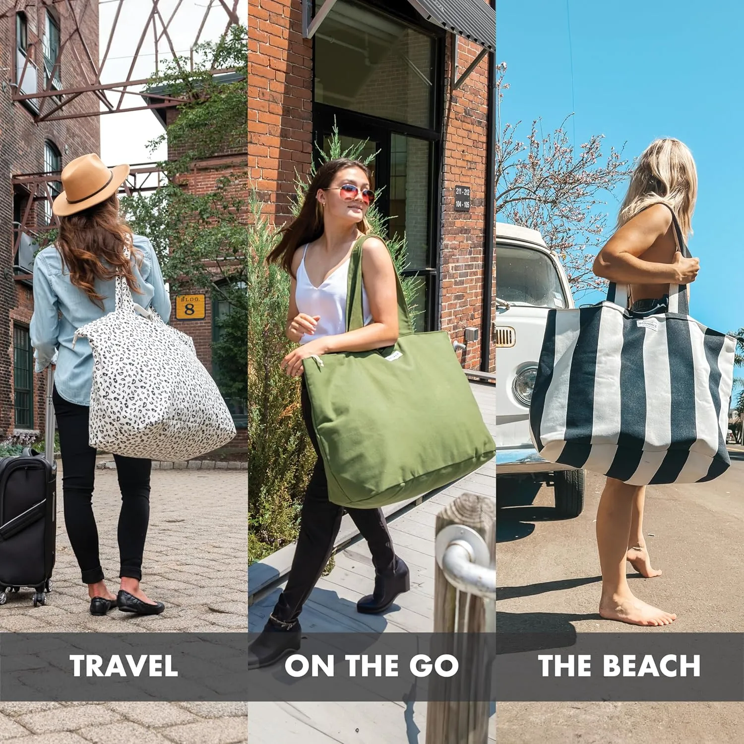 Fit & Fresh Large Beach Bag for Women - Extra Large Travel Tote With Pockets