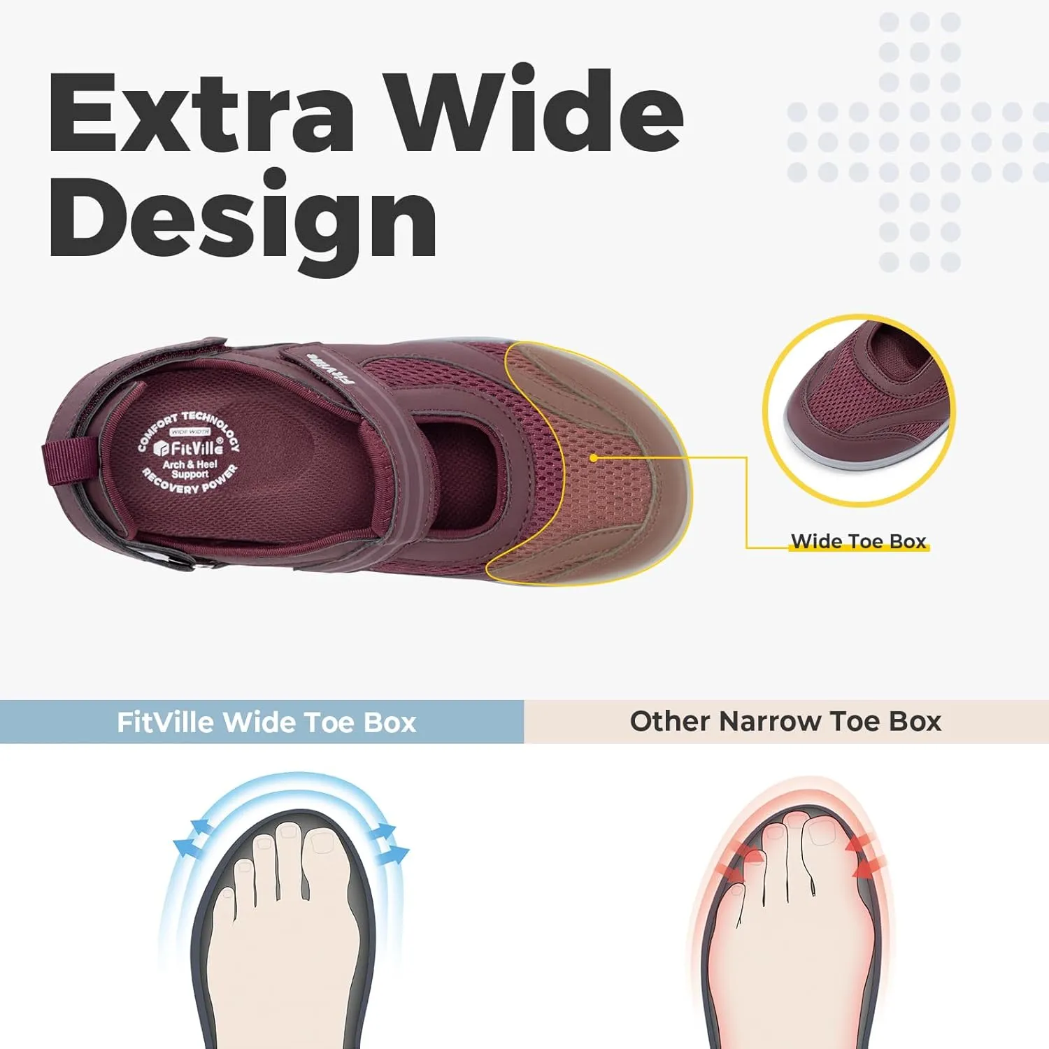 FitVille Women's Diabetic Shoes Extra Wide Width Diabetic Sandals for Women, Diabetic Walking Shoes Adjustable Closure Arch Support Orthopedic Shoes for Swollen Feet Plantar Fasciitis