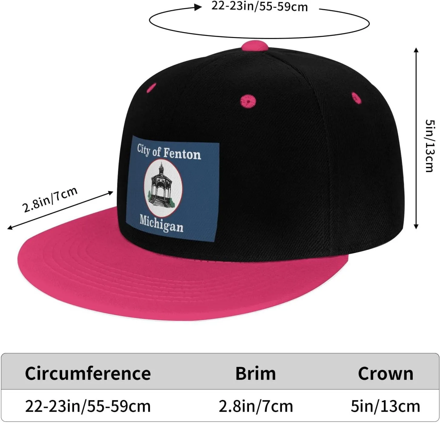 Flag of Fenton, Michigan Snapback Hat Flat Bill Hat Baseball Cap for Men Women Flat Brim Hats