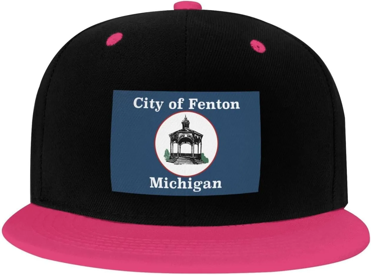 Flag of Fenton, Michigan Snapback Hat Flat Bill Hat Baseball Cap for Men Women Flat Brim Hats