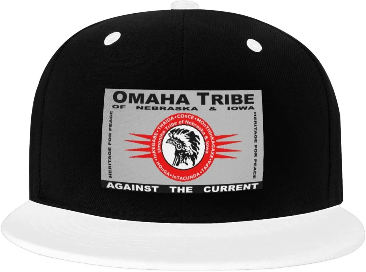 Flag of The Omaha Tribe of Nebraska & Iowa Snapback Hat Flat Bill Hat Baseball Cap for Men Women Flat Brim Hats