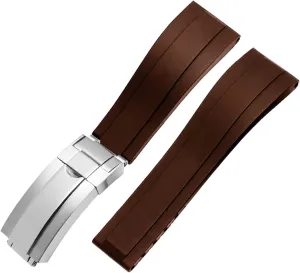 Flat End 20mm 21mm Rubber Silicone Watch Bands for Any Brand Watch Stainless Steel Folding Buckle Strap Brand Watchband Sports (Color : 10mm Gold Clasp, Size : 21mm)