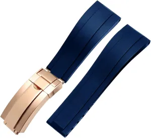 Flat End 20mm 21mm Rubber Silicone Watch Bands For any brand Watch stainless steel Folding buckle Strap Brand Watchband Sports
