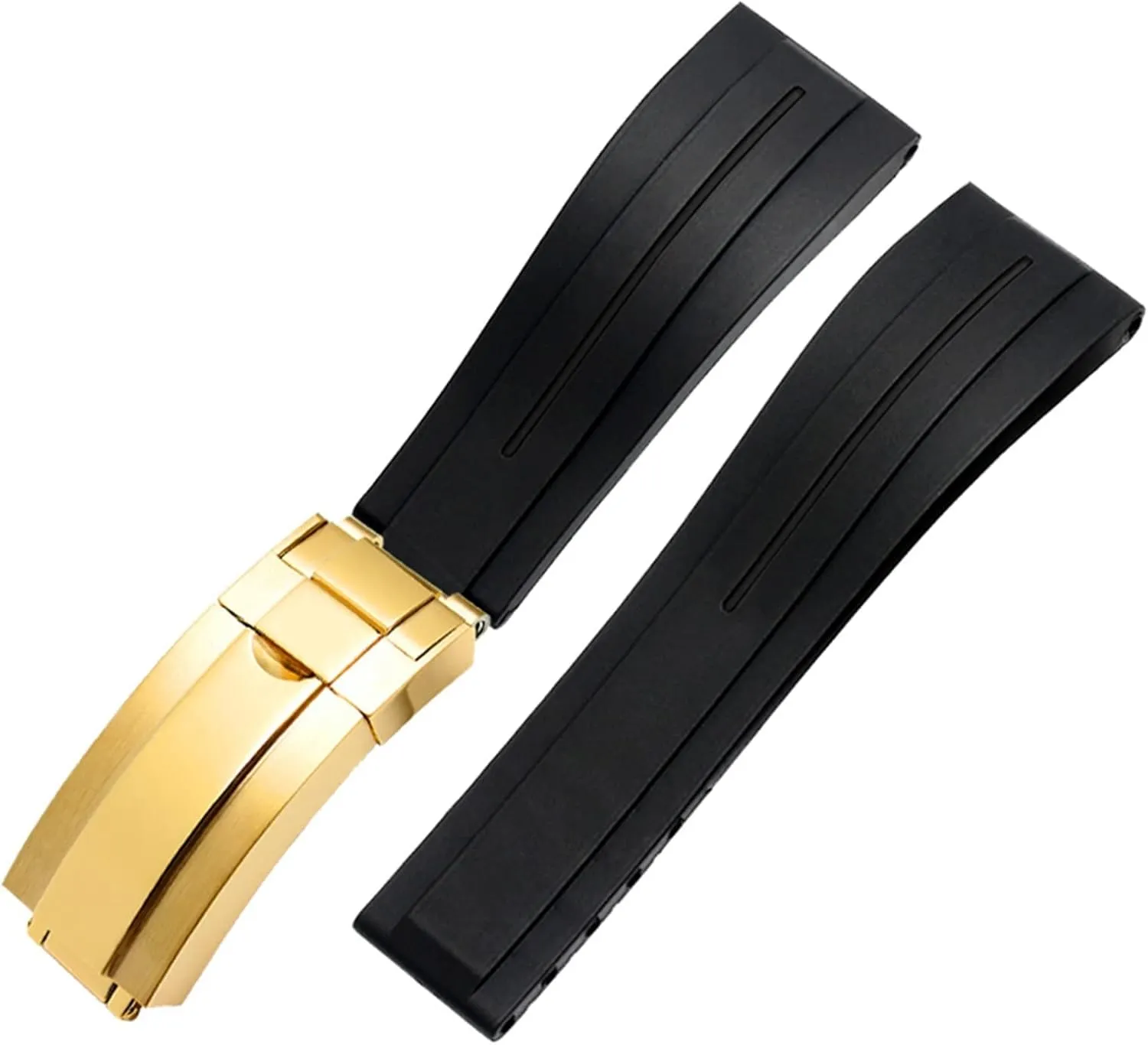 Flat End 20mm 21mm Rubber Silicone Watch Bands For any brand Watch stainless steel Folding buckle Strap Brand Watchband Sports