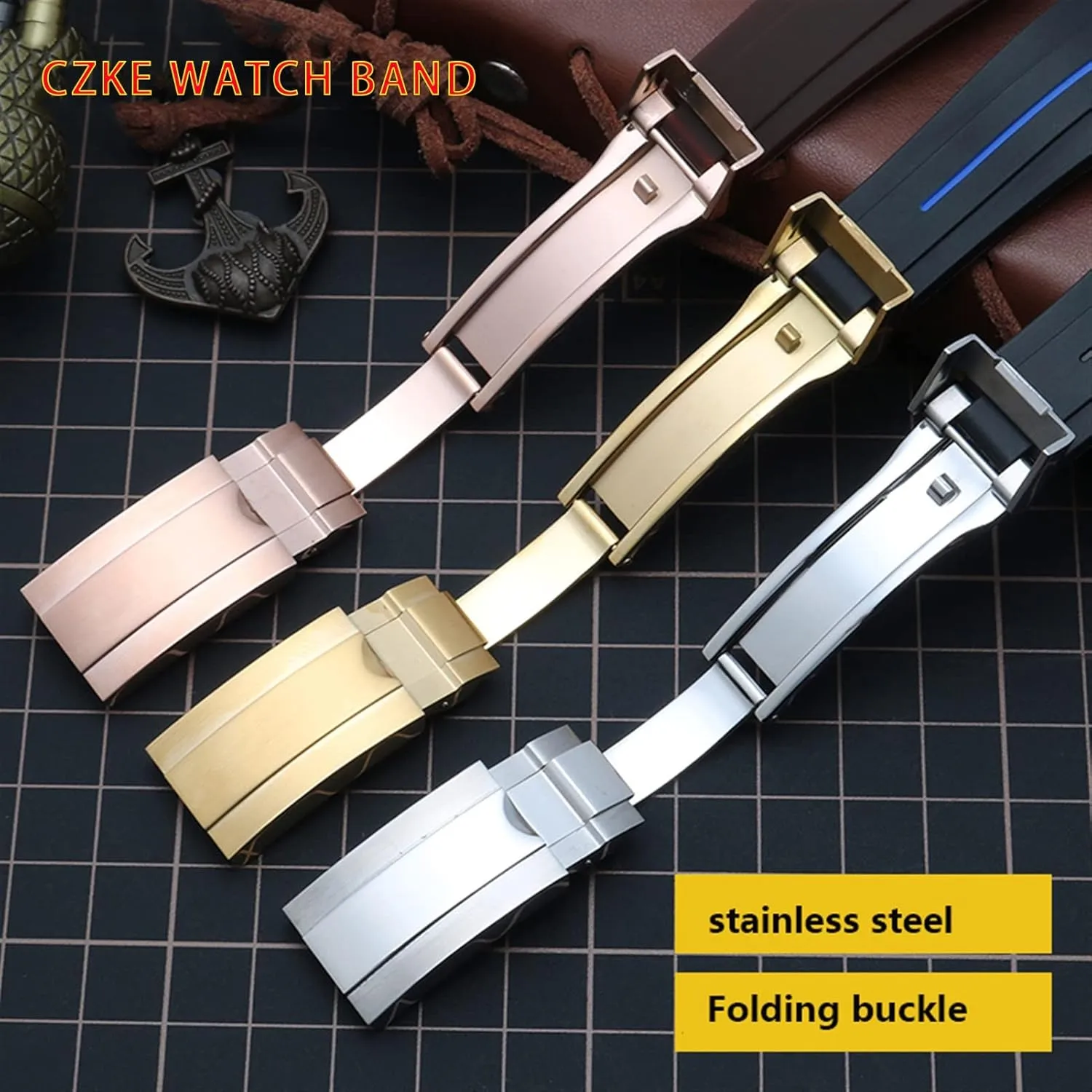 Flat End 20mm 21mm Rubber Silicone Watch Bands For any brand Watch stainless steel Folding buckle Strap Brand Watchband Sports
