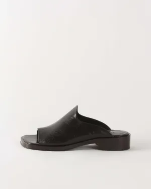 Flat Mule Leather Black