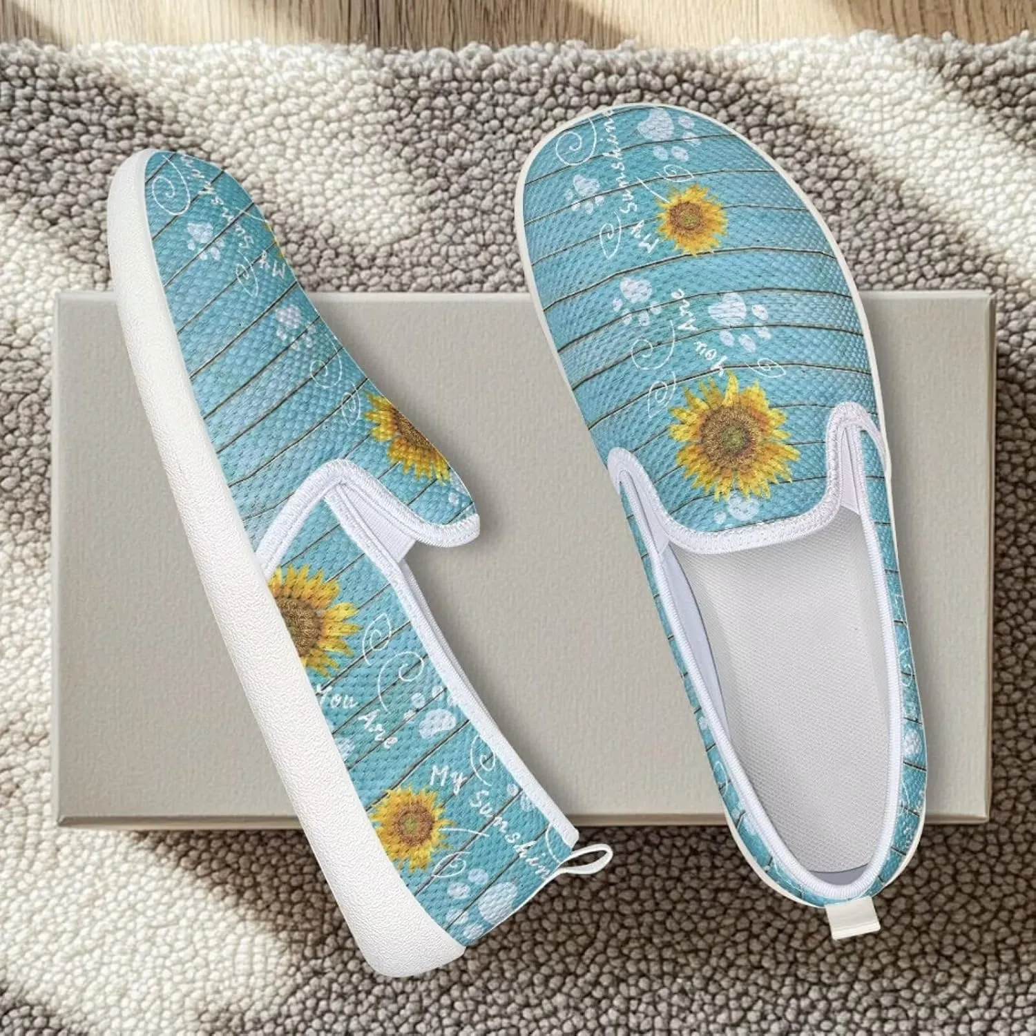 Flower Pattern Flat Mesh Shoes | Slip-Resistant Work Shoes & Tennis Shoes | Comfortable & Stylish Shoes for Women