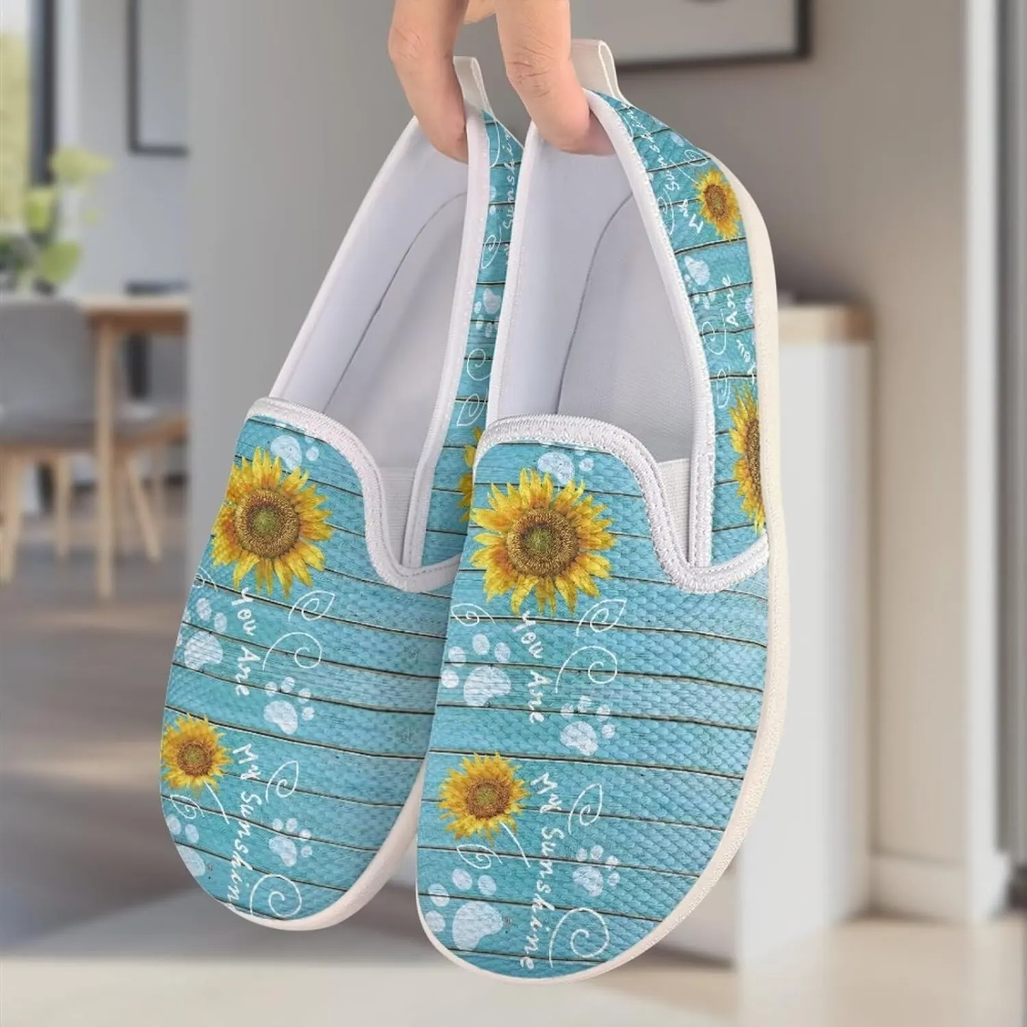 Flower Pattern Flat Mesh Shoes | Slip-Resistant Work Shoes & Tennis Shoes | Comfortable & Stylish Shoes for Women