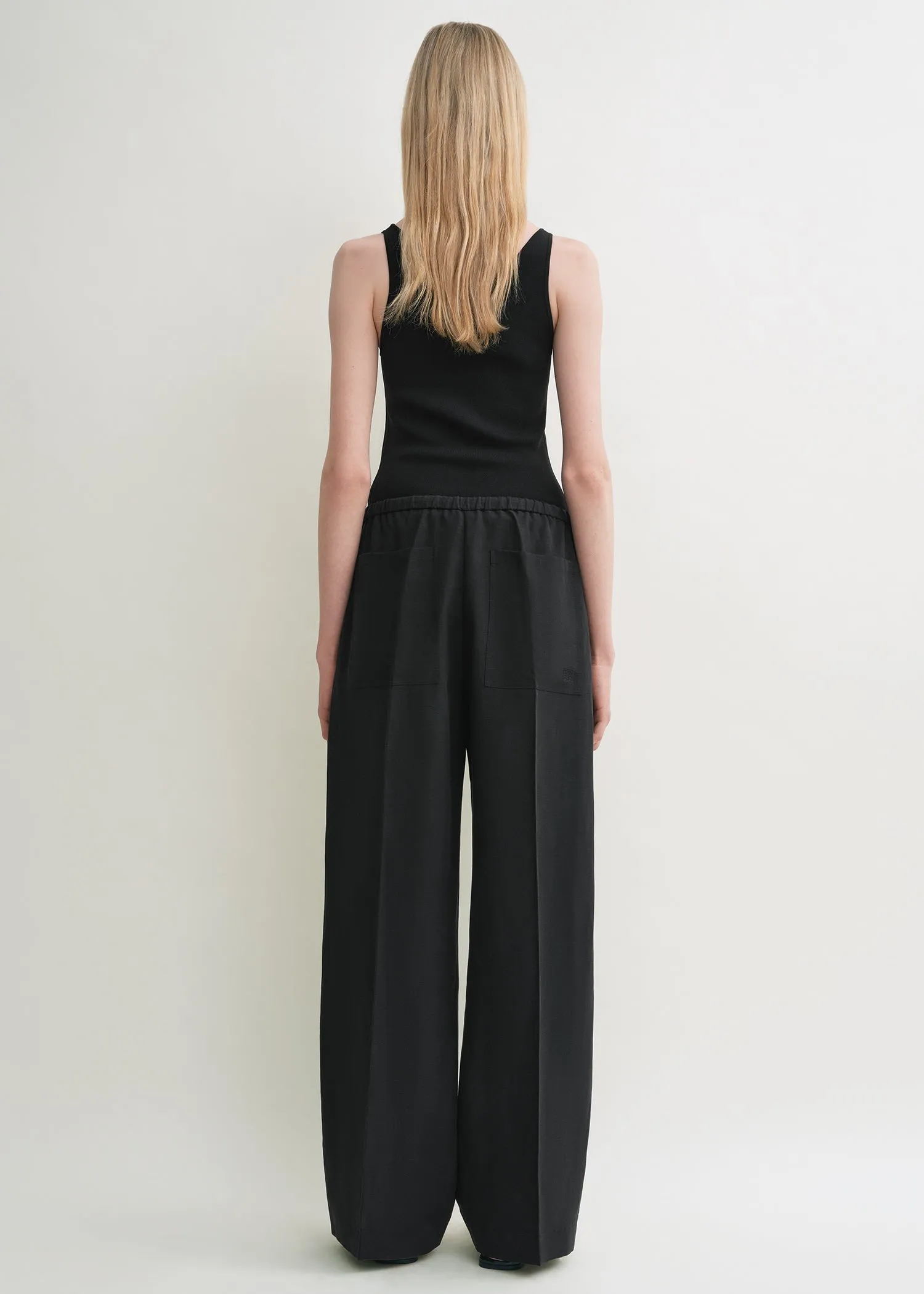 Fluid drawstring trousers black