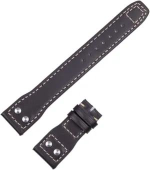for IWC Mark Pilot PORTUGIESER Watch Band 21mm 22mm Genuine Leather Watch Strap Bamboo Grain Rivets Watchbands Silver Buckle (Color : Brown Flat, Size : 22mm)