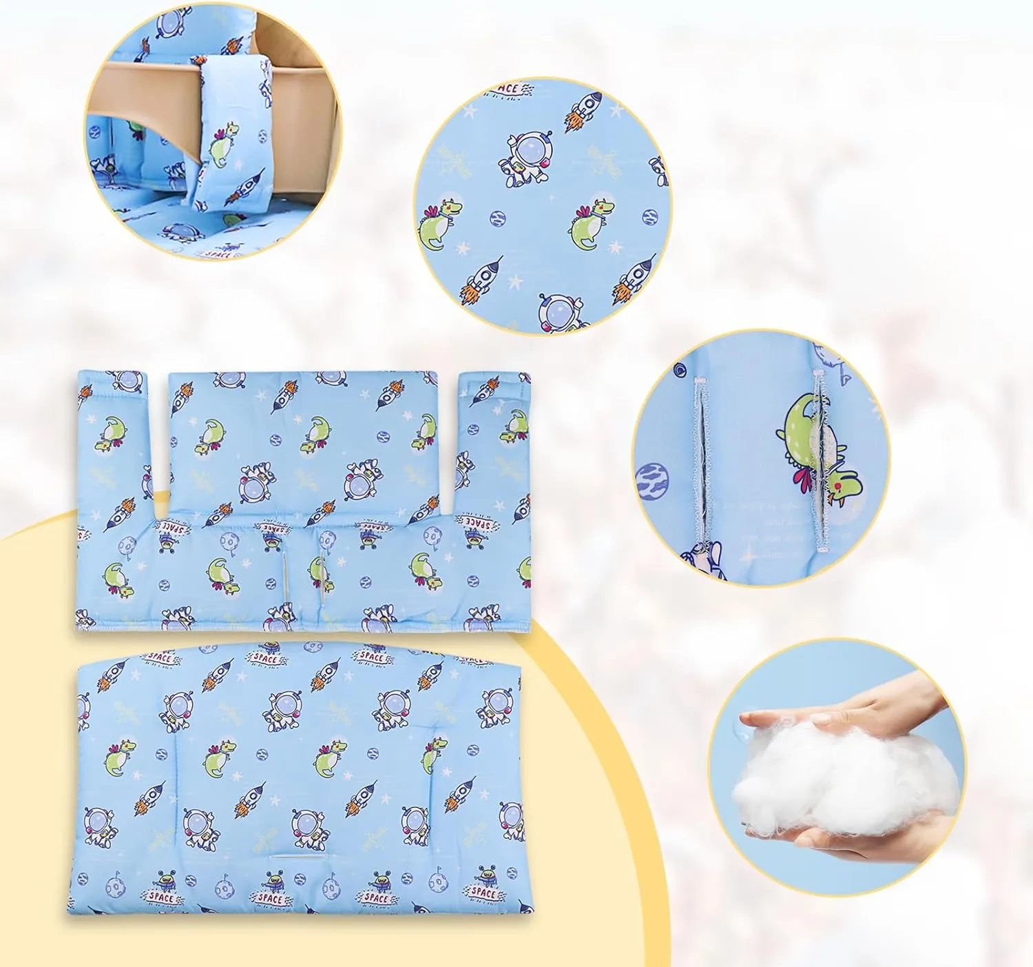 For Tripp Trapp High Chair Cushion, Soft And Comfortable For Tripp Trapp High Chair Cushion, For Tripp Trapp Cushion Set Makes It Safer And More Comfortable For Baby To Sit On (Blue Space Pattern)