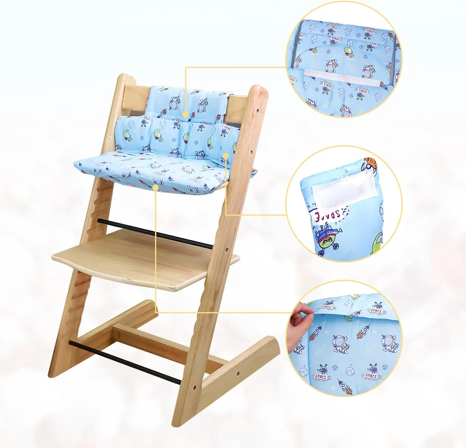 For Tripp Trapp High Chair Cushion, Soft And Comfortable For Tripp Trapp High Chair Cushion, For Tripp Trapp Cushion Set Makes It Safer And More Comfortable For Baby To Sit On (Blue Space Pattern)