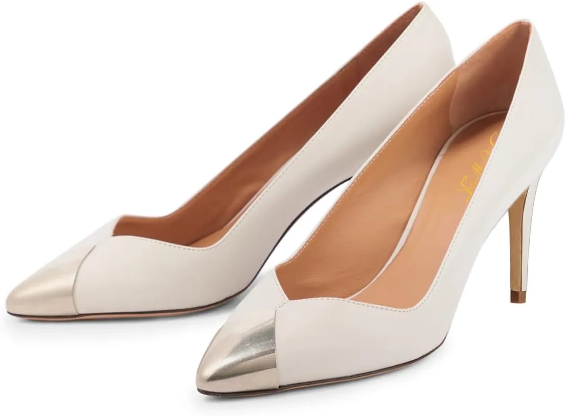 FOWT Women Pointed Toe High Heel Pumps V Cut Spliced Stiletto Fashion Slip On Dress Shoes Size 4-16 US