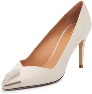 FOWT Women Pointed Toe High Heel Pumps V Cut Spliced Stiletto Fashion Slip On Dress Shoes Size 4-16 US